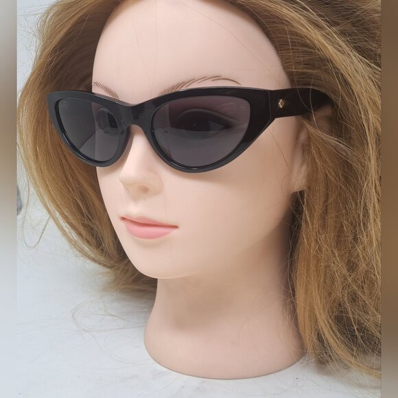 rag & bone Sunglasses Black Smoke Gray Cat-Eye Polarized RNB1062/S 54-20-140 - Picture 1 of 16